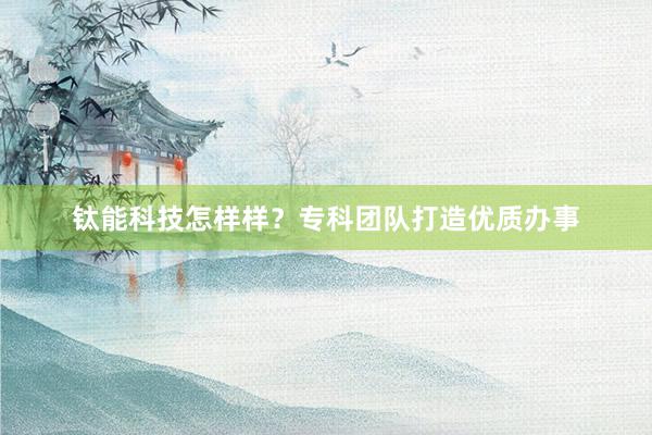 钛能科技怎样样？专科团队打造优质办事